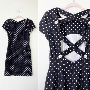 90s Backless Polka Dot Dress with Pockets